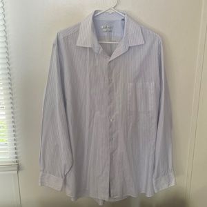Men’s Van Heusen Blue and Purple Striped Dress Shirt 17 34/35